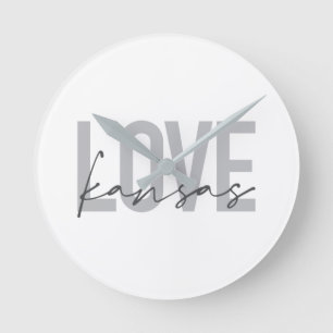 Horloge Ronde Design simple, moderne, urbain, cool Love Kansas