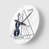 Horloge Ronde Designer moderne de Mini-Marine Blue & White Violi (Angle)