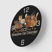 Horloge Ronde Désordre obsédant de chat d'OCD (Angle)