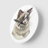 Horloge Ronde Dessin à la main Ragdoll chat (Angle)