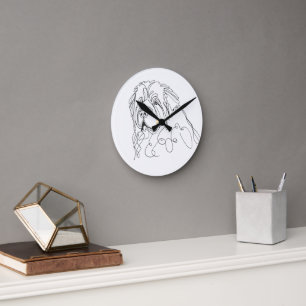 Horloge Ronde Dessin à main levée de Terre-Neuve minimaliste en