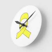 Horloge Ronde Dessin à ruban jaune (Angle)
