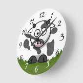 Horloge Ronde Dessin amusant Vache ronde (Angle)