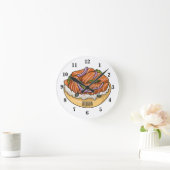 Horloge Ronde dessin animé de bagel saumon (Maison)
