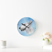 Horloge Ronde dessin au crayon Bull Terrier (Maison)