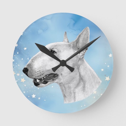 Horloge Ronde dessin au crayon Bull Terrier (Recto)