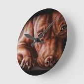 Horloge Ronde Dessin Brown de visage de pitbull de chien de (Angle)