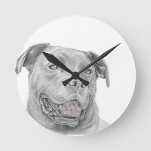 Horloge Ronde Dessin d'art de Pit Bull
