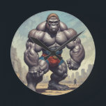 Horloge Ronde Dessin d'art pop de Gorilla Bodybuilder<br><div class="desc">Digital Computer Animal Art - College Pop Art - Wild Animal Computer Images</div>