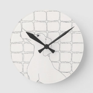 Horloge Ronde Dessin de chien original pour l'année chinoise du