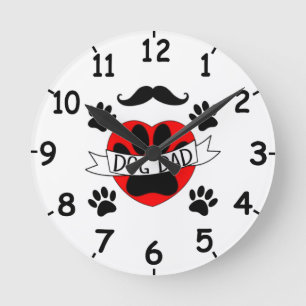 Horloge Ronde Dessin De Chien Papa Paw Et Coeur Rouge Avec Des C