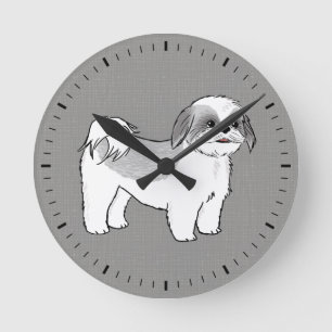 Horloge Ronde Dessin de chien Shih Tzu mignon