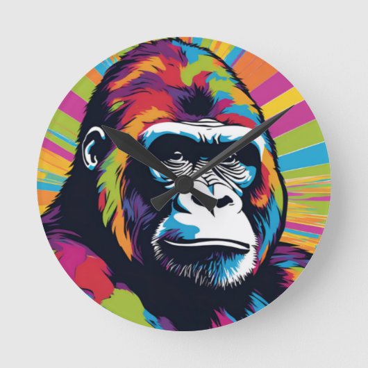 Horloge Ronde Dessin de dessin de peinture Gorilla Pop (Recto)