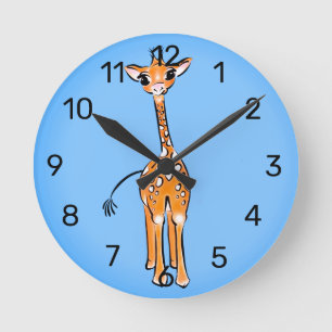 Horloge Ronde Dessin de girafe, animaux de safari
