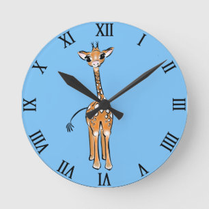 Horloge Ronde Dessin de girafe, animaux de safari