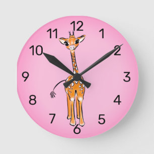 Horloge Ronde Dessin de girafe, animaux de safari