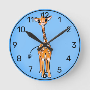 Horloge Ronde Dessin de girafe, animaux de safari