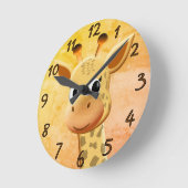 Horloge Ronde Dessin de Giraffe Bébé mignonne (Angle)