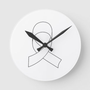 Horloge Ronde Dessin de ruban blanc