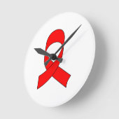 Horloge Ronde Dessin de ruban rouge (Angle)