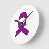 Horloge Ronde Dessin de ruban violet (Angle)
