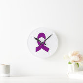 Horloge Ronde Dessin de ruban violet (Maison)