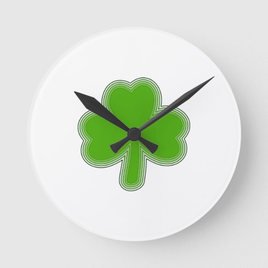Horloge Ronde Dessin de trèfle de la Saint-Patrick (Recto)