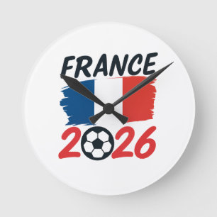 Horloge Ronde Dessin du drapeau France 2026 couleurs de fan de f