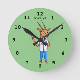 Horloge Ronde Dessin du médecin de l'antilope Cute Gemsbok