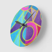 Horloge Ronde Dessin géométrique pourpre bleu rose d'art (Angle)
