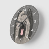 Horloge Ronde Dessin mignon de Chien de Briard (Angle)