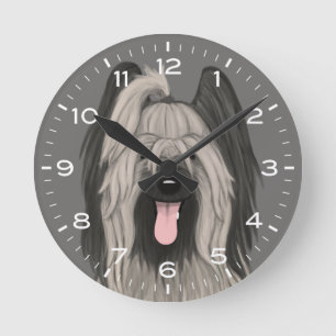 Horloge Ronde Dessin mignon de Chien de Briard