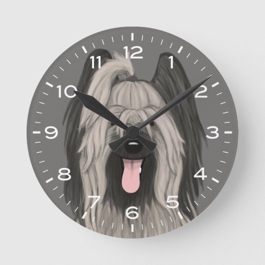 Horloge Ronde Dessin mignon de Chien de Briard (Recto)