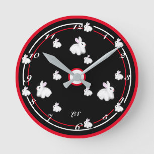 Horloge Ronde Dessin numérique Lapins mignons LS