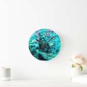 Horloge Ronde Détails de la coquille d'ormeau turquoise (Maison)