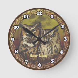 Horloge Ronde Deux Chouettes