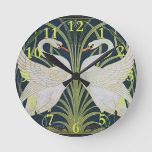 Horloge Ronde Deux cygnes Art nouveau vintage