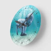 Horloge Ronde Deux lamantins nageant (Angle)