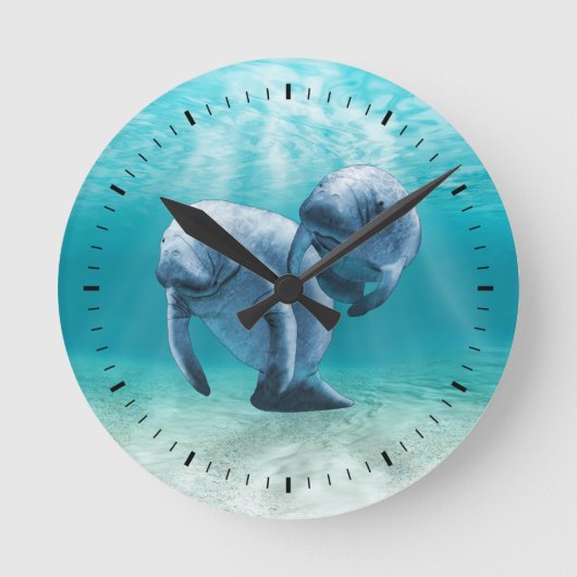Horloge Ronde Deux lamantins nageant (Recto)
