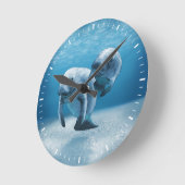 Horloge Ronde Deux lamantins nageant (Angle)