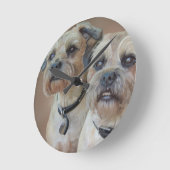 Horloge Ronde Deux terriers de frontière (Angle)