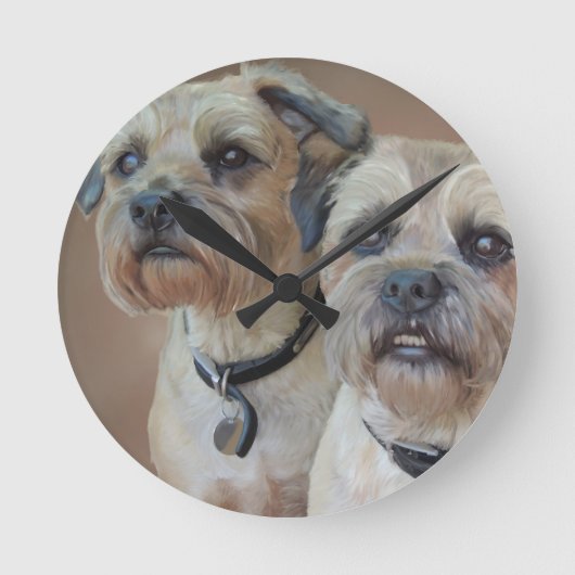 Horloge Ronde Deux terriers de frontière (Recto)