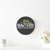 HORLOGE RONDE DÉVELOPPEUR MOBILE BADASS - T-REX MOBILE DEV FUN (Maison)