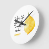 Horloge Ronde Devis jaune citron amusant (Angle)