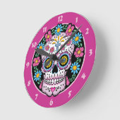 Horloge Ronde Dia de los Muertos Skull (Angle)