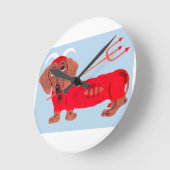 Horloge Ronde Diable Dachshund (Angle)
