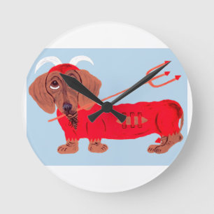 Horloge Ronde Diable Dachshund