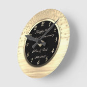 Horloge Ronde Diamant Confetti Or 50e Anniversaire de Mariage (Angle)
