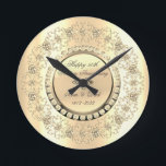 Horloge Ronde Diamants d'or de luxe 25e anniversaire Mariage<br><div class="desc">Elégant diamants or sur un arrière - plan or.</div>