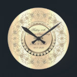 Horloge Ronde Diamants d'or de luxe 25e anniversaire Mariage<br><div class="desc">Elégant diamants or sur un arrière - plan or.</div>